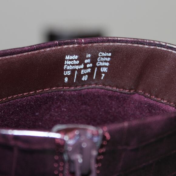 Rachel Zoe Deep Mahogany Croc-Embossed Maya Heeled Platform Bootie Size 9 - Picture 5 of 6